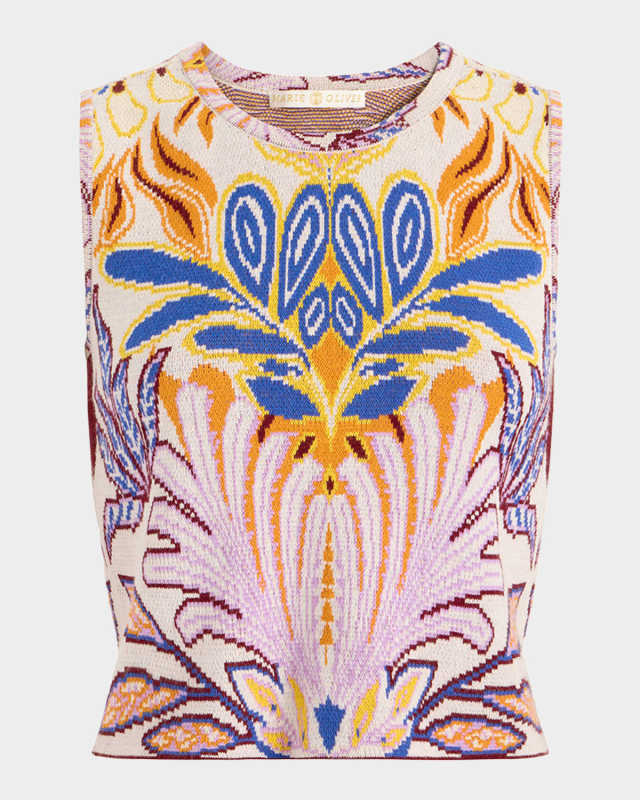 Kim Boxy Jacquard-Knit Crop Top